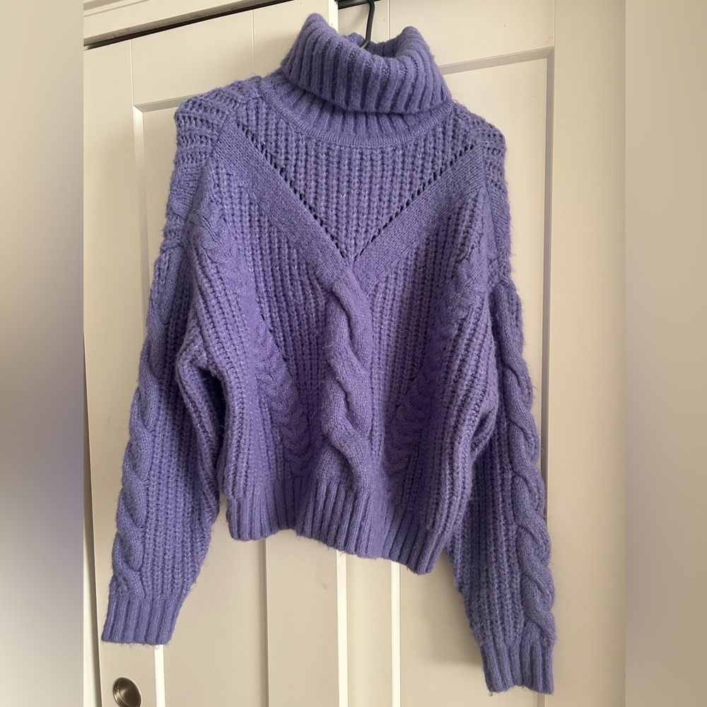 Dynamite Lavender Cable-Knit Turtleneck Sweater